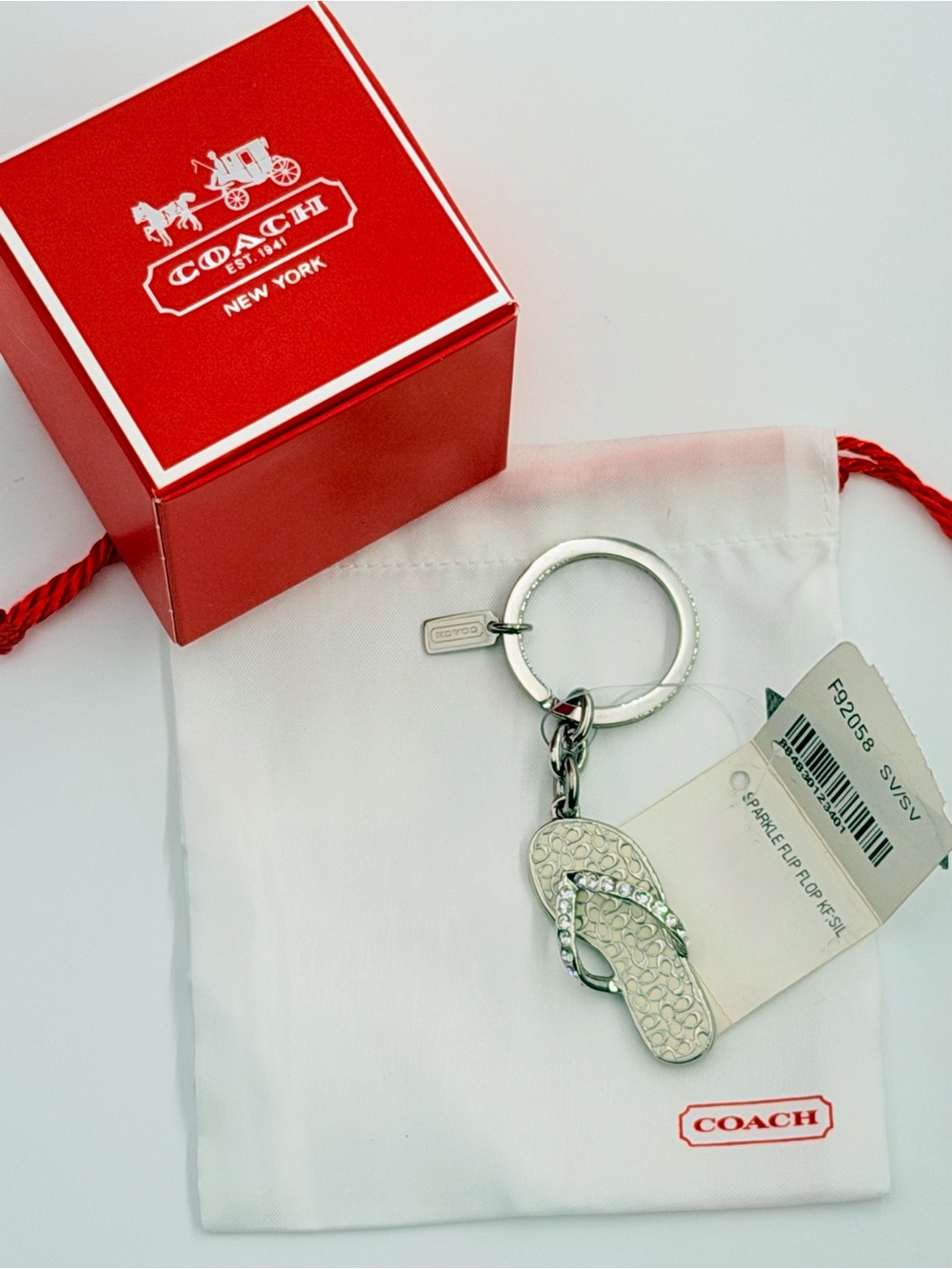 NWT Vintage Coach Y2K Sparkle Flip Flop Bag Charm & Keychain